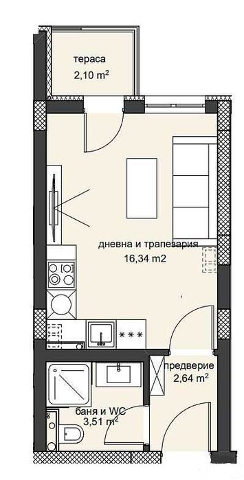 Продава се Едностаен апартамент в Пловдив, Христо Смирненски - 36 кв.м за 1088 €/кв.м - Снимка #1