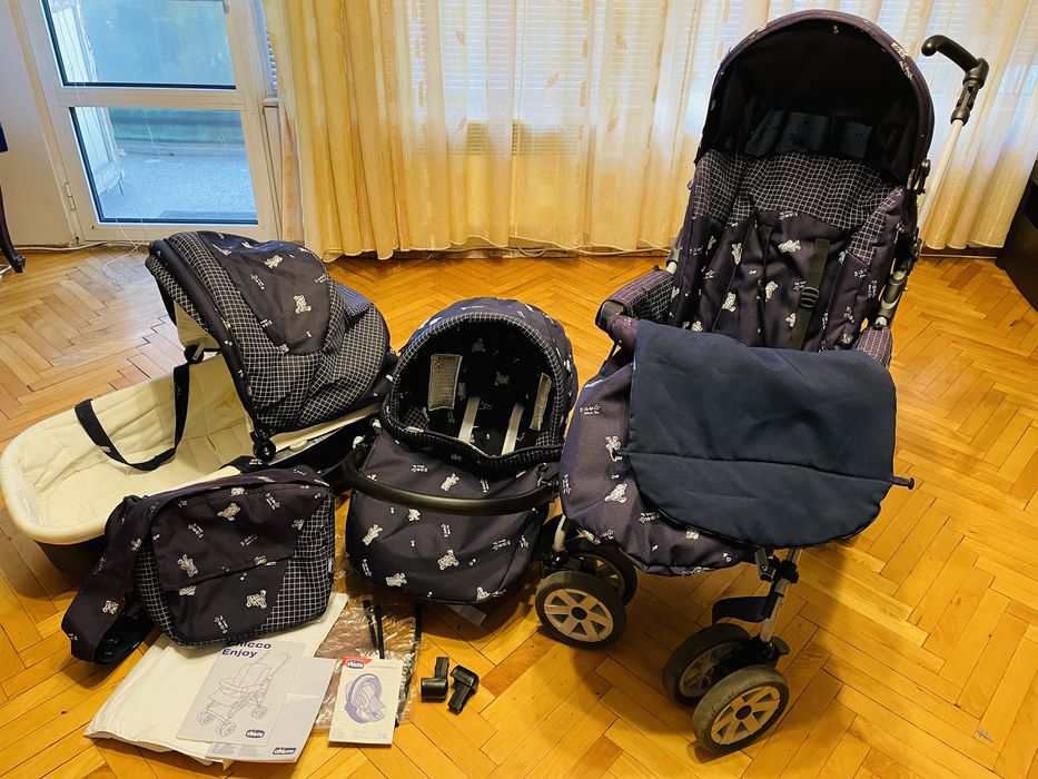 Комбинирана количка Chicco-зимна, лятна и столче за кола