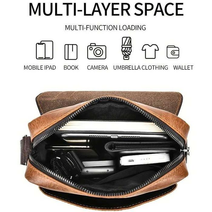 Кожена Мъжка Чанта За През Рамо