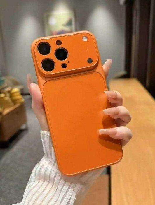Magsafe кейс твърд гръб и TPU рамка за iPhone 15 Pro / Оранжев // С дизайн на 17 Pro //