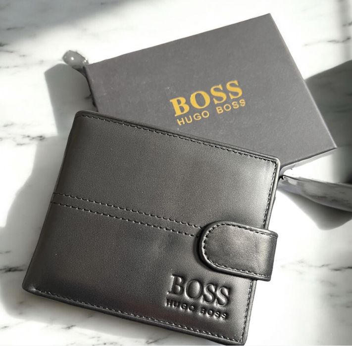 Мъжки портфейл от естествена кожа телешки бокс тик так закопчаване