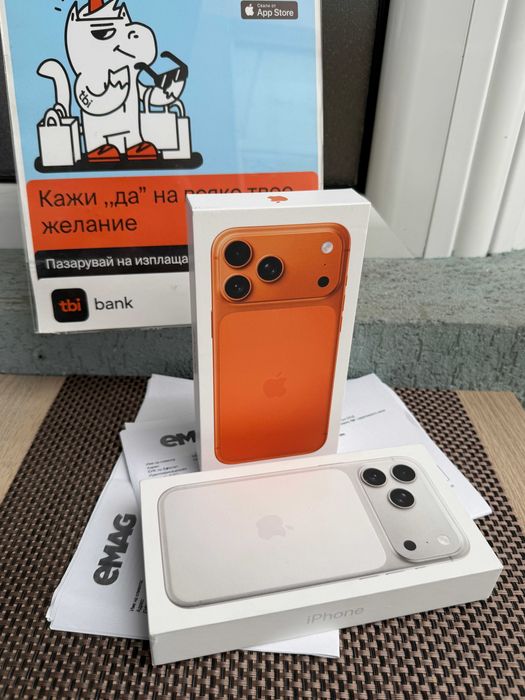 НОВ! 24М ГАРАНЦИЯ iPhone 17Pro Max Лизинг от 48€/м silver Orange 256Gb