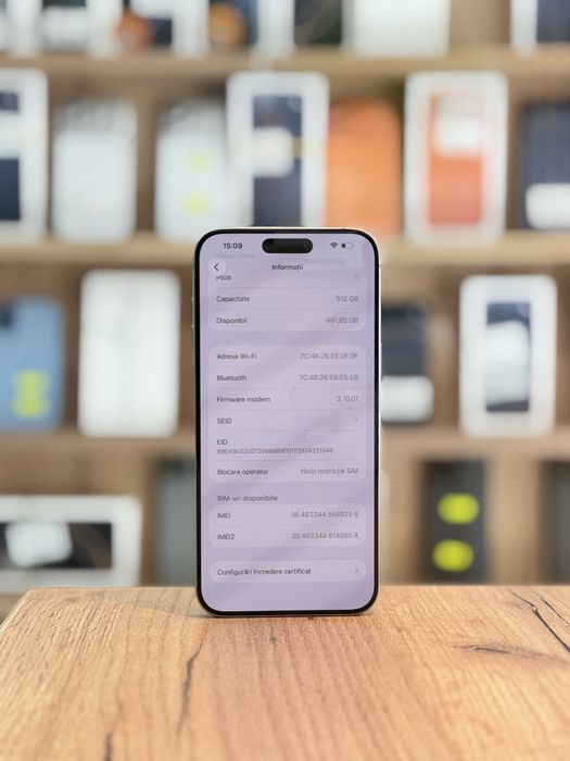 iPhone 15 Pro Max 512gb Natural Esim/Baterie93%/Garantie 12 LUNI @atsgsm.ro