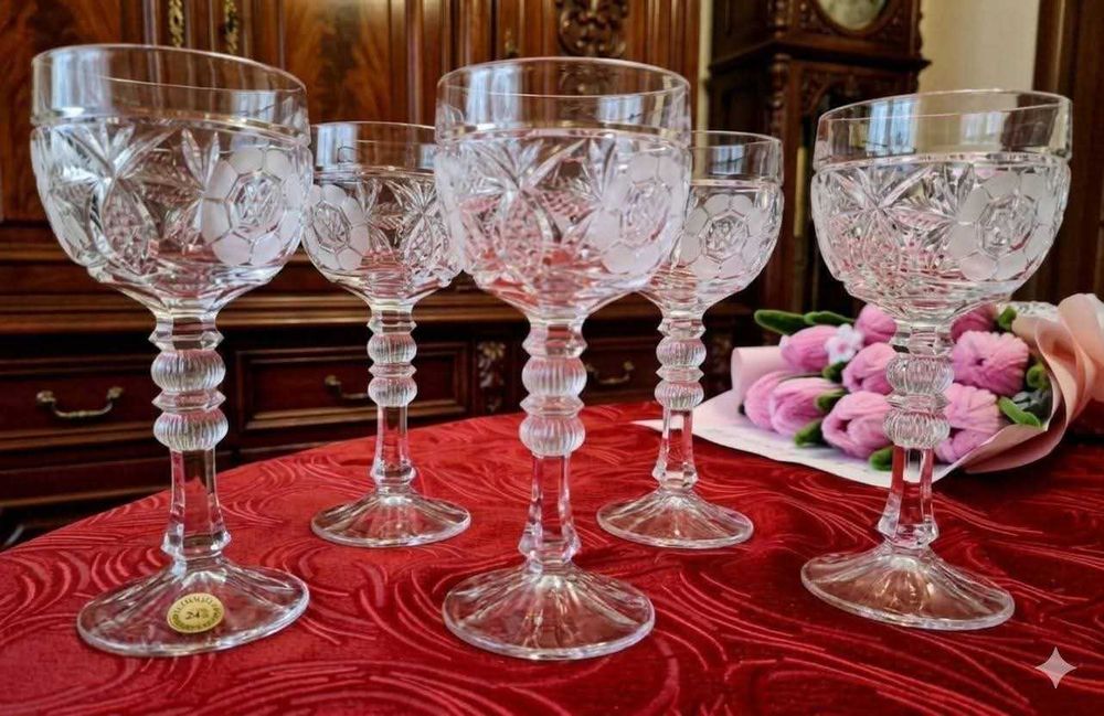 5 cupe din cristal Bavaria pt vin