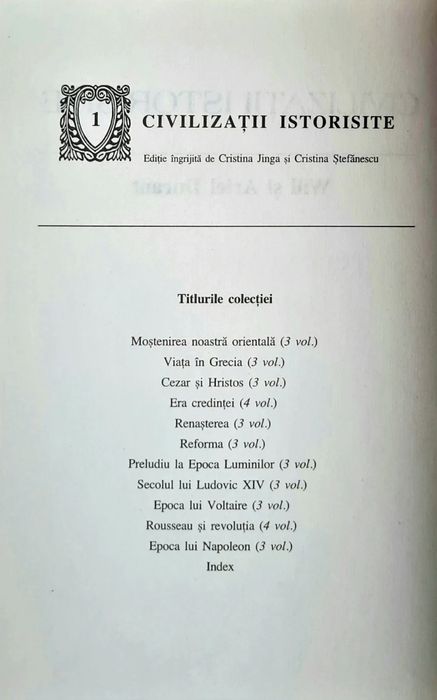 Civilizații istorisite de Will si Ariel Durant 34 vol.