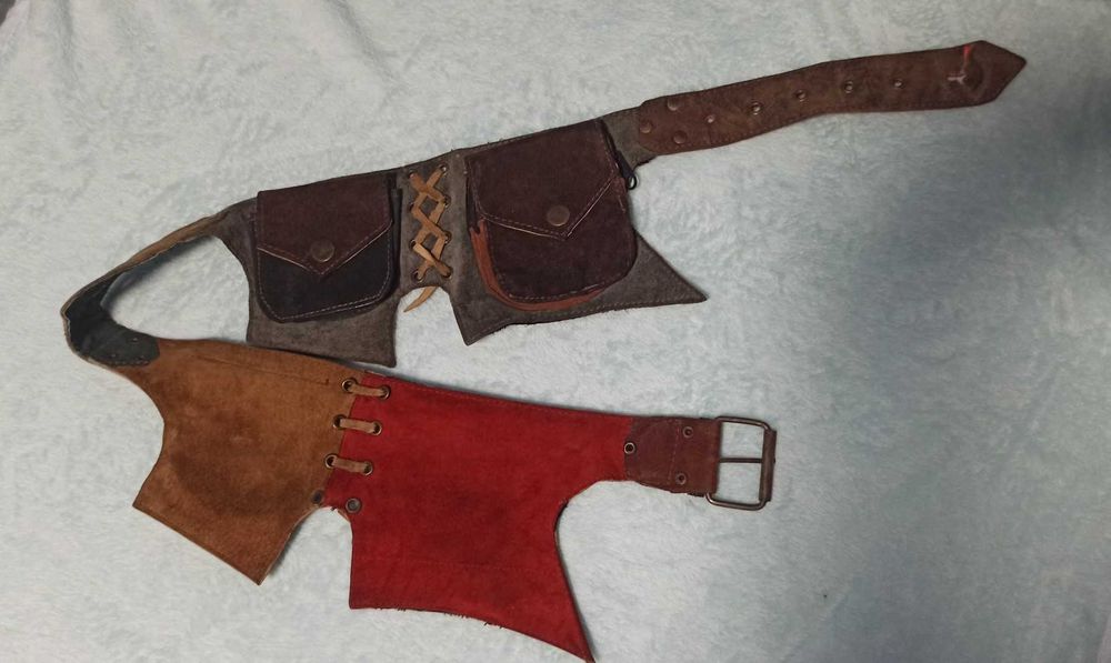 Кожаные пояса с карманами, подойдут для косплея