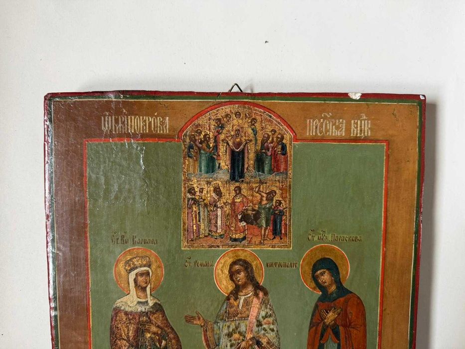 Icoană pe lemn „Acoperământul Maicii Domnului”, șc. ruseacă, sec. XIX