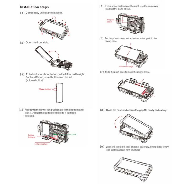 Калъф за гмуркане за телефони ShellBox Diving Waterproof Case до 6.8 инча, до 15 метра дълбочина