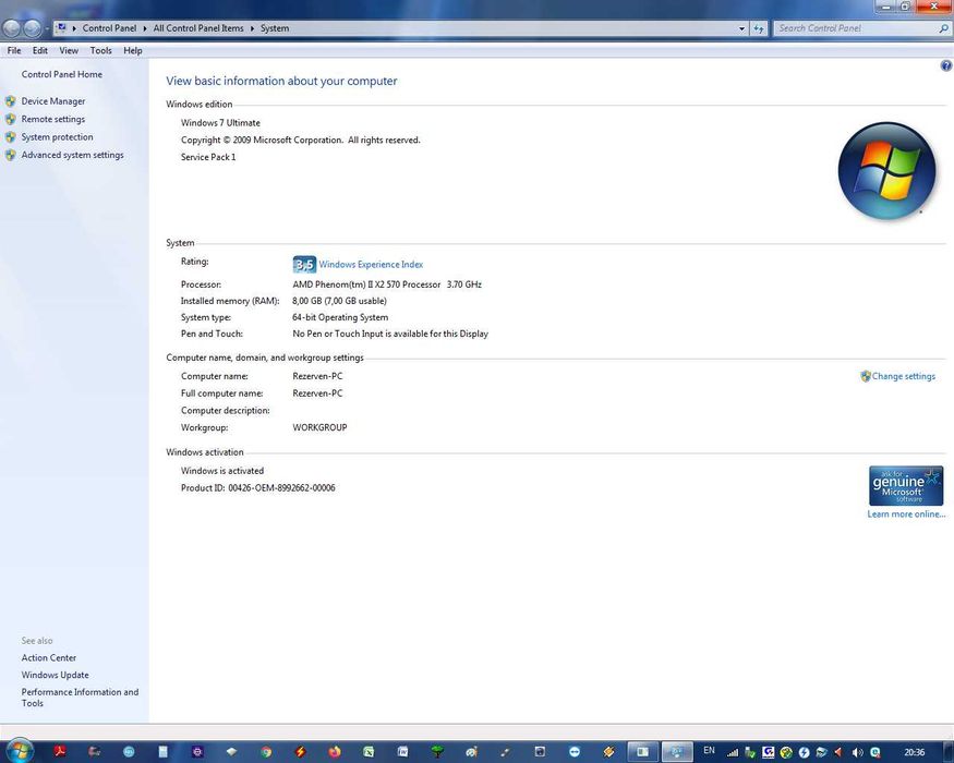 Настолен компютър за работа и интернет Phenom 3.7GHz, 8GB RAM, 1ТВ HDD