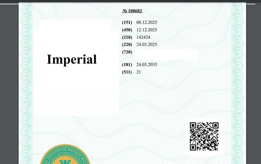 Товарный знак бренд IMPERIAL
