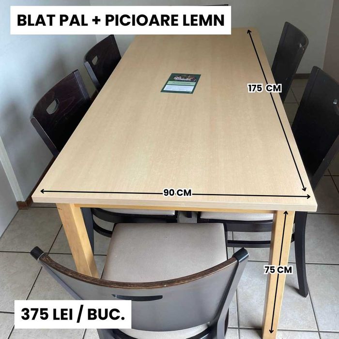 Mese dining din lemn, PAL, metal, diverse dimensiuni