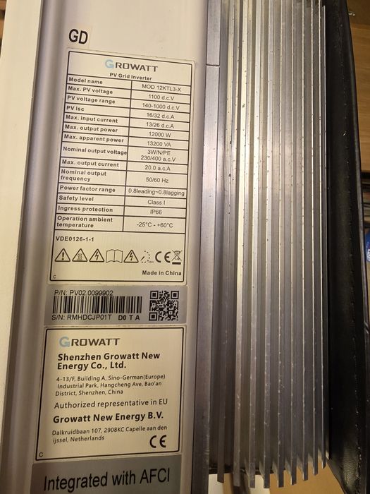 Growatt MOD 12KTL3-X – Invertor Fotovoltaic Trifazat 12 kW – Stare Perfectă
