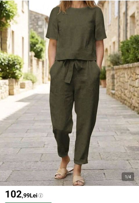 Set vară din in, olive