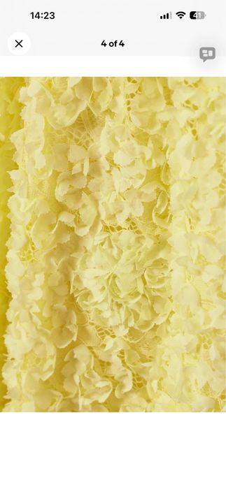 H&M Rochie midi cu flori aplicate 3D galben