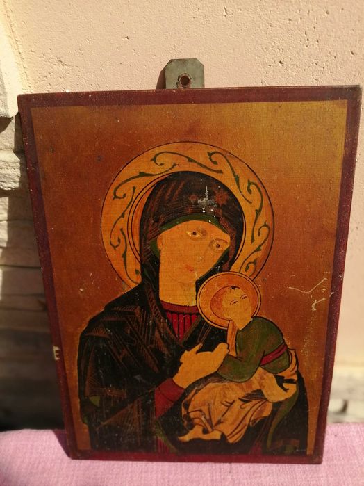 Icoana Maica Domnului cu pruncu - arta populara autentica