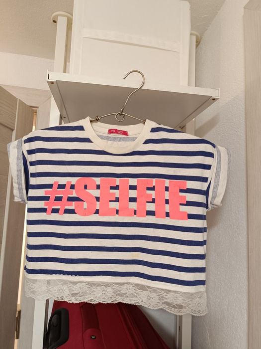 Tricou tip bustieră, alb cu dungi, XS