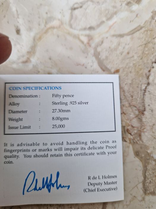 Сребърна  монета 50 пенса 2000г