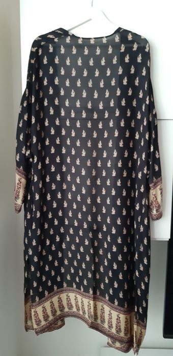 Chimono lung Zara,negru cu bej,superb L