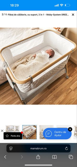 Patut de calatorie/co-sleeping cu suport Moby-System DREEMY