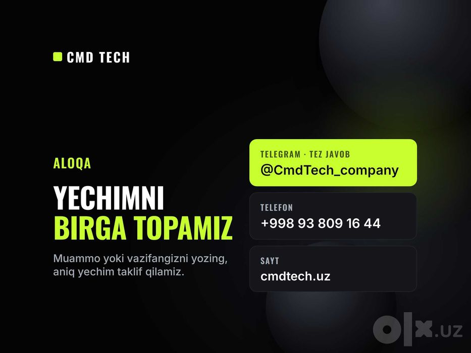 Sayt yasash va Telegram bot yaratish — 50+ loyiha, shartnoma bilan
