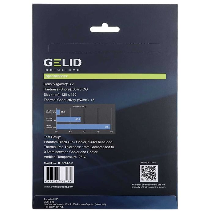 Thermal Pad Gelid Solutions GP-Ultimate 0.5 mm, 120 × 120 mm, 15 W/mK