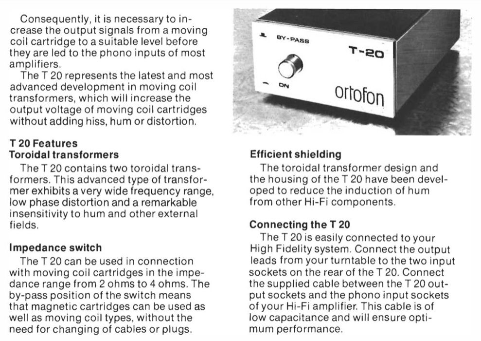 Ortofon T-20 Step Up Transformer