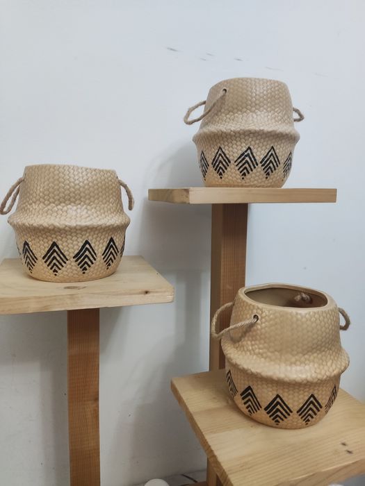 Комплект керамических "плетеных" кашпо