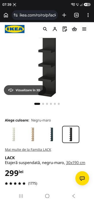 IKEA etajera suspendata raft perete 190cm