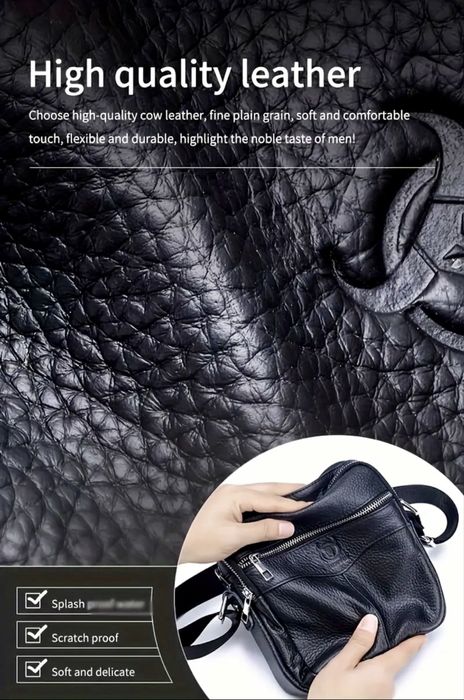 Мъжка стилна,бутикова кожена чанта /Черна естествена кожа -9% Промоция