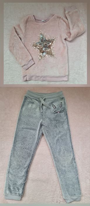 Cagula lana ManyMonths, bluza iarna, pantaloni 122-128 trening hanorac