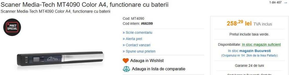 Scanner portabil Media-Tech Scanline A4 (MT4090)