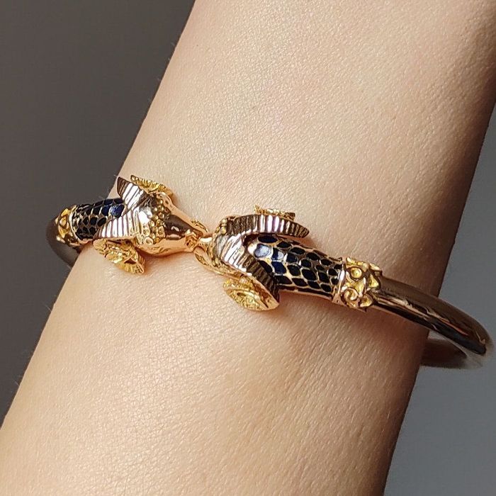 (PROMOTIE) Bratara vintage aur cu email, stil Zolotas, certif.