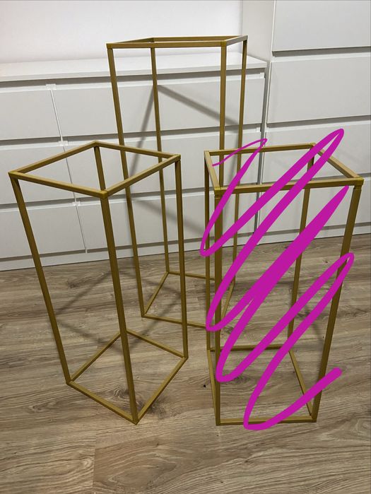 Колони/масички за украса метални сгъваеми бяло златно