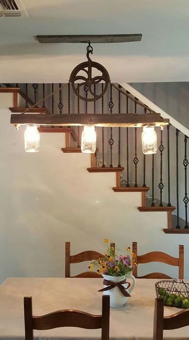 Дървени полилей. Рустик лампи