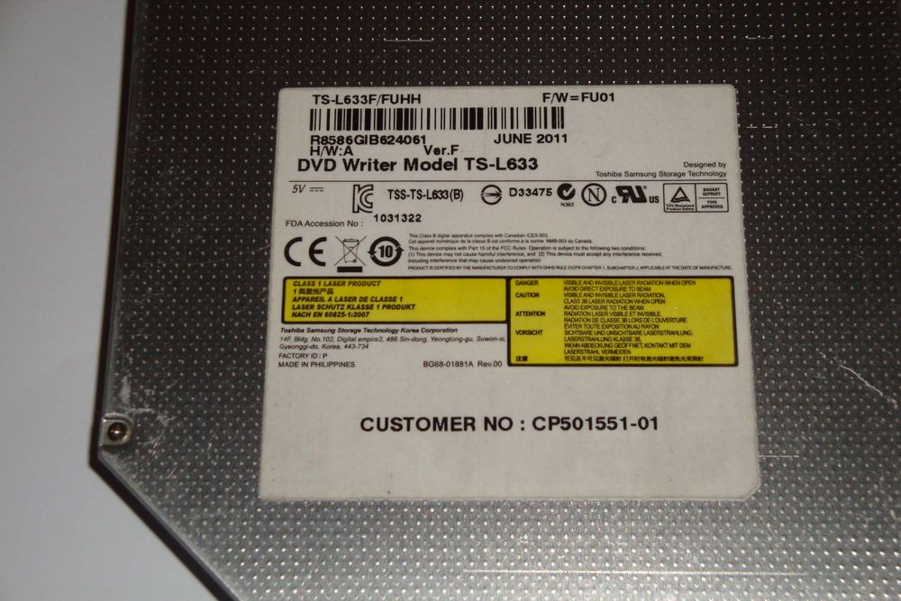 dvd-rw laptop super multi dvd rewriter model TS-L633 msata