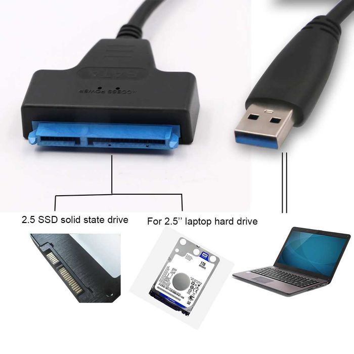 Кабел адаптор USB 3.0 / 22 pin SATA за 2,5 HDD SSD за лаптоп компютър