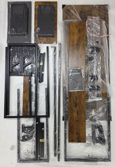 Г-образно компютърно бюро ODK с 4 чекмеджета, зарядна станция и поставка за PC