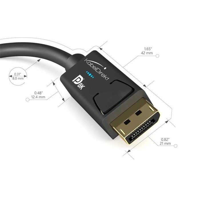 KabelDirekt 2m DisplayPort 1.4 - 8K & 240Hz Gaming, Certificat VESA