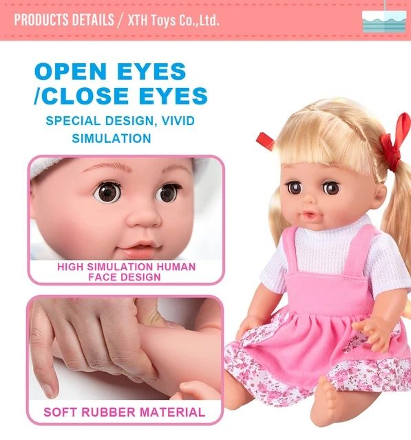 Игровой набор Кукла пупс Deluxe в розовом сарафане в полоску 30 см