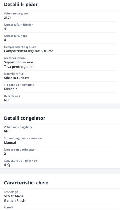 Frigider Artic 2 uşi 175 cm