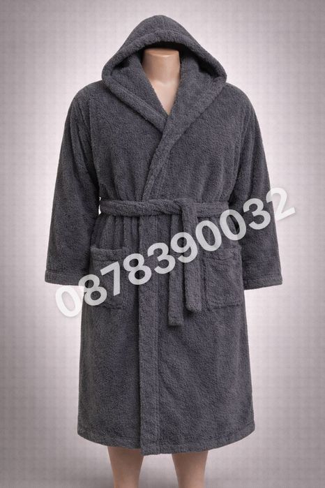 Памучни хавлиени халати с качулка големи размери
