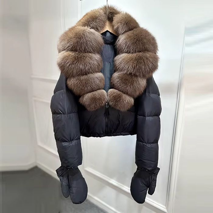 Geaca scurta cu Blana Naturala si manusi