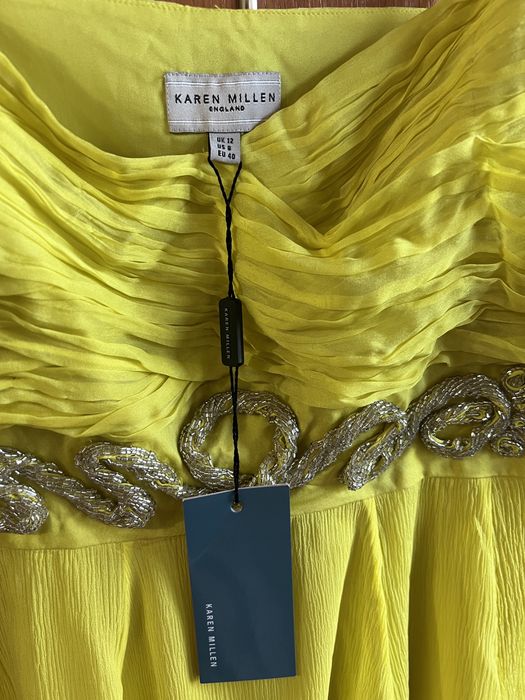 Rochie Karen Millen galbena matase naturala 40 eleganta