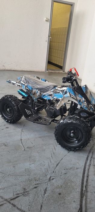 Atv raptor 49cc albastru roti pe 6 inch limitator de viteza