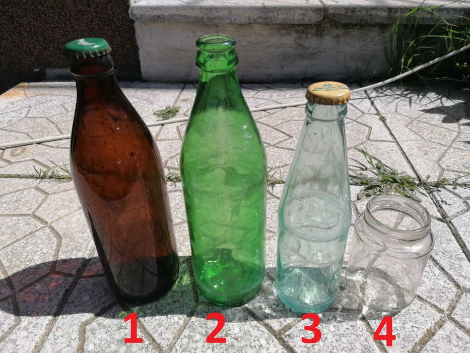 Бутилки (тъмни, зелени и прозрачни), използвани