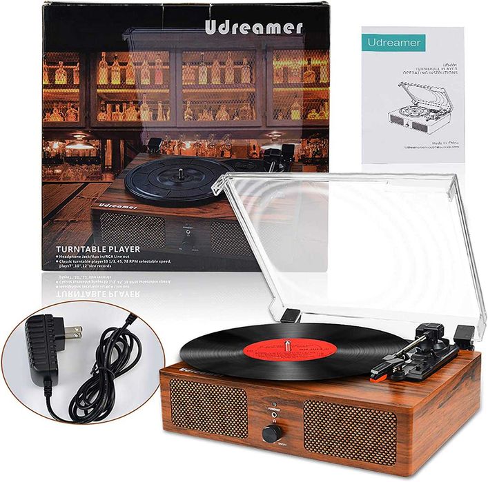 Грамофон с винилови грамофонни плочи1, блуут и запис Udreamer UD001-Y