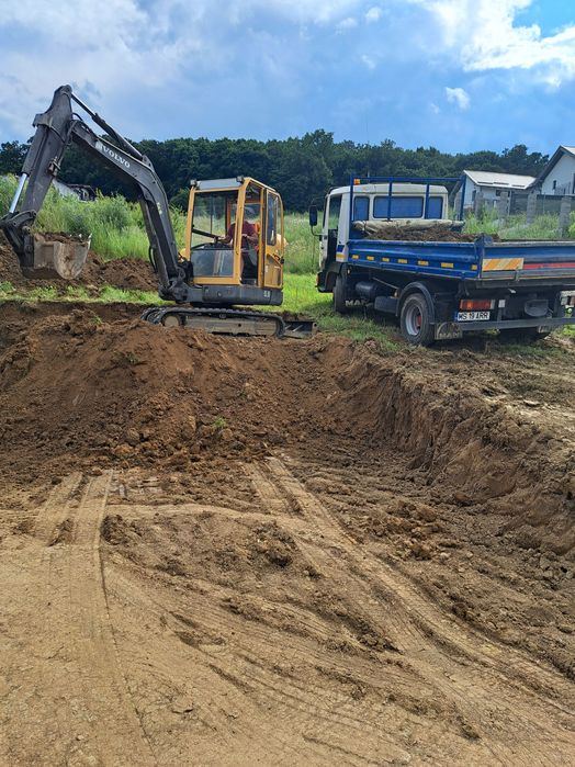 Mini-excavator+bobkat+transport basculabil