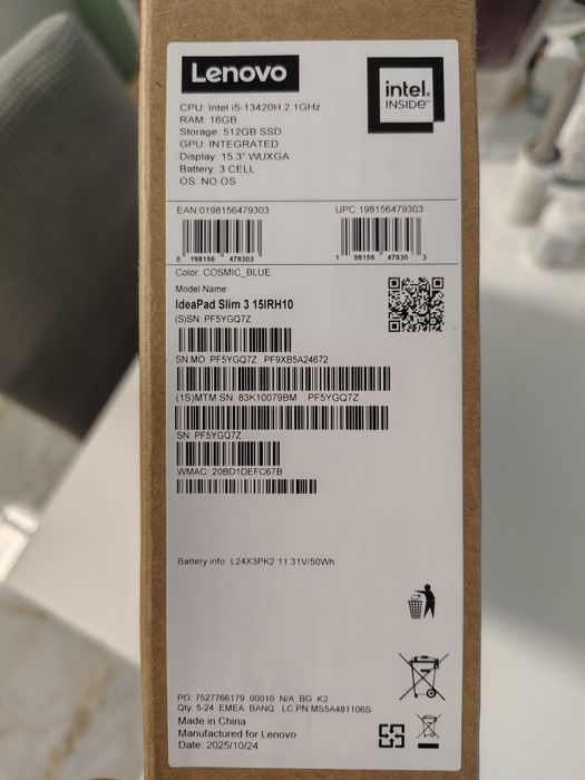 Lenovo IdeaPad Slim 3, 15" 512GB SSD 16GB RAM