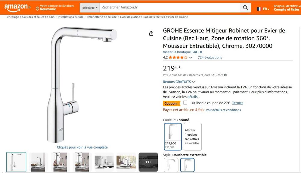 Baterie chiuvetă bucătărie GROHE Essence 30270000