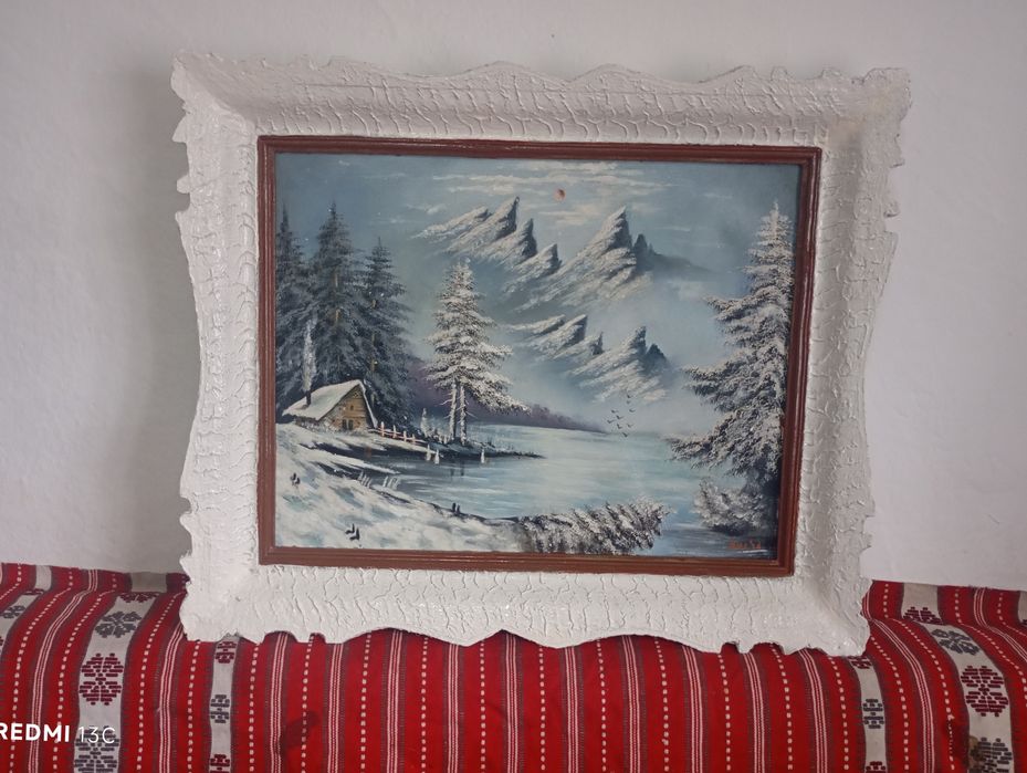 Tablou pictat manual în Ulei restaurat